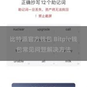 比特派官方钱包 Bitpie钱包常见问题解决方法